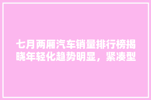 七月两厢汽车销量排行榜揭晓年轻化趋势明显，紧凑型市场持续升温