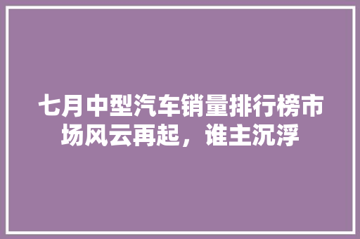 七月中型汽车销量排行榜市场风云再起，谁主沉浮