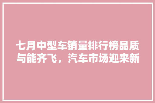 七月中型车销量排行榜品质与能齐飞，汽车市场迎来新变革