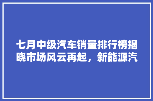 七月中级汽车销量排行榜揭晓市场风云再起，新能源汽车崛起