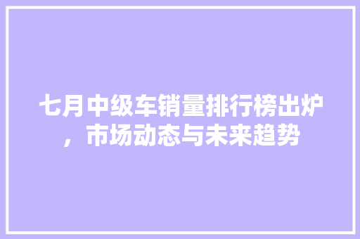 七月中级车销量排行榜出炉，市场动态与未来趋势