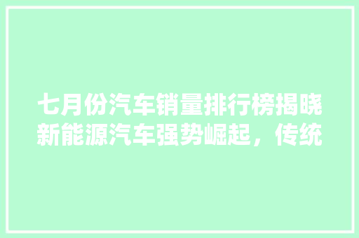 七月份汽车销量排行榜揭晓新能源汽车强势崛起，传统车企面临挑战