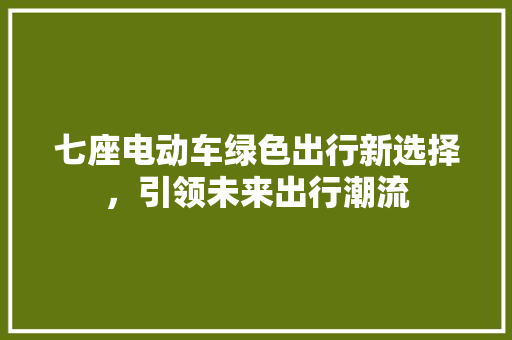 七座电动车绿色出行新选择，引领未来出行潮流