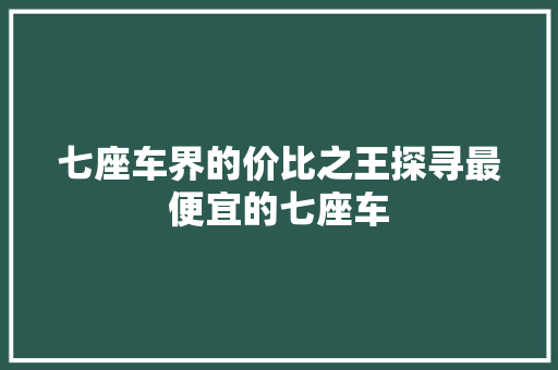七座车界的价比之王探寻最便宜的七座车