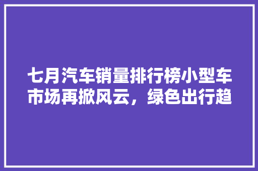 七月汽车销量排行榜小型车市场再掀风云，绿色出行趋势明显