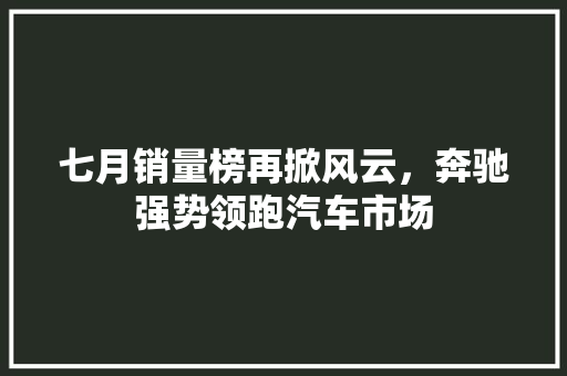 七月销量榜再掀风云，奔驰强势领跑汽车市场