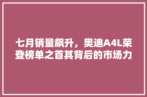 七月销量飙升，奥迪A4L荣登榜单之首其背后的市场力量