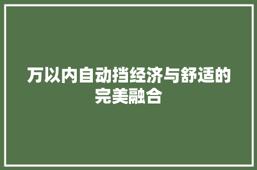 万以内自动挡经济与舒适的完美融合