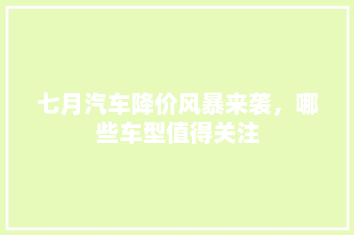 七月汽车降价风暴来袭，哪些车型值得关注