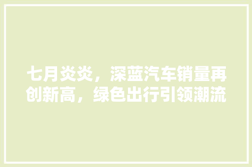 七月炎炎，深蓝汽车销量再创新高，绿色出行引领潮流