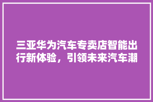 三亚华为汽车专卖店智能出行新体验，引领未来汽车潮流