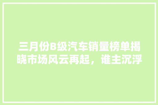 三月份B级汽车销量榜单揭晓市场风云再起，谁主沉浮