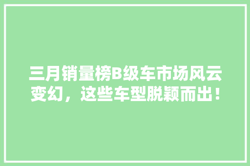 三月销量榜B级车市场风云变幻，这些车型脱颖而出！