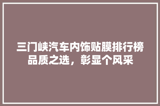 三门峡汽车内饰贴膜排行榜品质之选，彰显个风采
