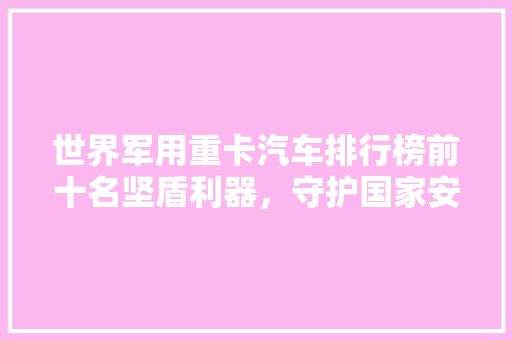 世界军用重卡汽车排行榜前十名坚盾利器，守护国家安全