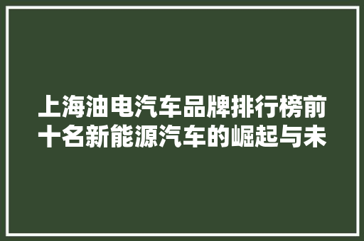 上海油电汽车品牌排行榜前十名新能源汽车的崛起与未来趋势