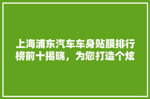 上海浦东汽车车身贴膜排行榜前十揭晓，为您打造个炫酷爱车