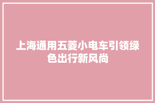 上海通用五菱小电车引领绿色出行新风尚