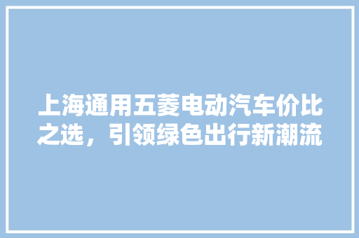 上海通用五菱电动汽车价比之选，引领绿色出行新潮流