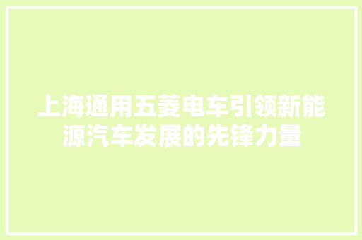 上海通用五菱电车引领新能源汽车发展的先锋力量