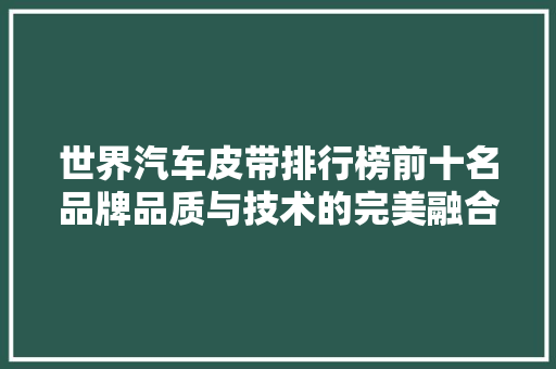 世界汽车皮带排行榜前十名品牌品质与技术的完美融合