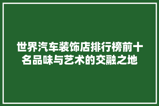 世界汽车装饰店排行榜前十名品味与艺术的交融之地