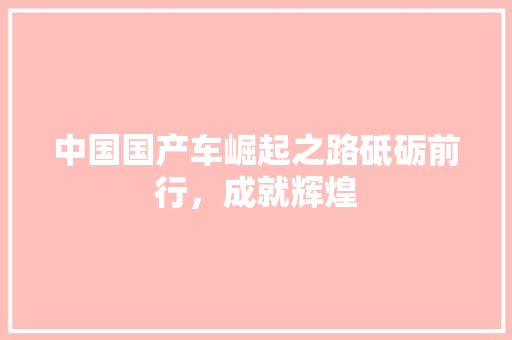 中国国产车崛起之路砥砺前行，成就辉煌