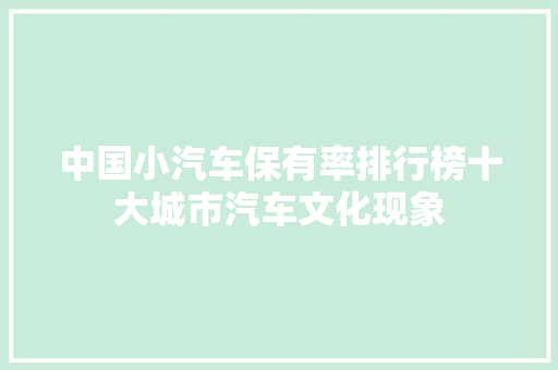 中国小汽车保有率排行榜十大城市汽车文化现象