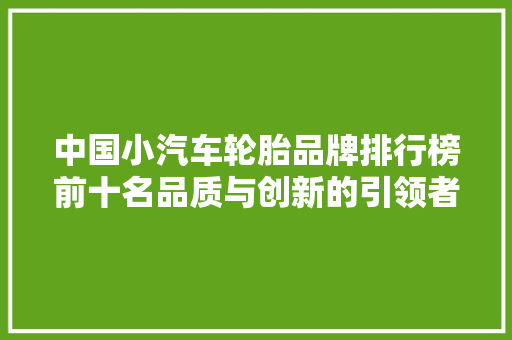 中国小汽车轮胎品牌排行榜前十名品质与创新的引领者