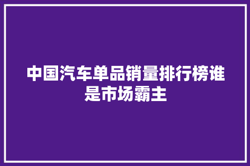 中国汽车单品销量排行榜谁是市场霸主