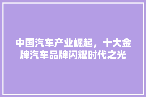 中国汽车产业崛起，十大金牌汽车品牌闪耀时代之光