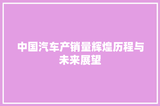 中国汽车产销量辉煌历程与未来展望