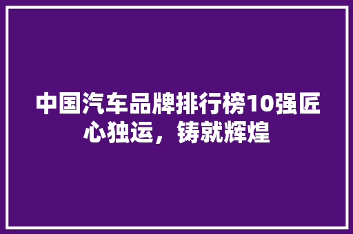中国汽车品牌排行榜10强匠心独运，铸就辉煌