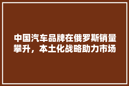 中国汽车品牌在俄罗斯销量攀升，本土化战略助力市场拓展