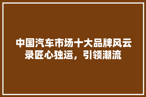 中国汽车市场十大品牌风云录匠心独运，引领潮流