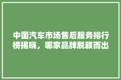 中国汽车市场售后服务排行榜揭晓，哪家品牌脱颖而出