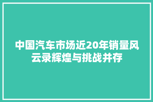 中国汽车市场近20年销量风云录辉煌与挑战并存