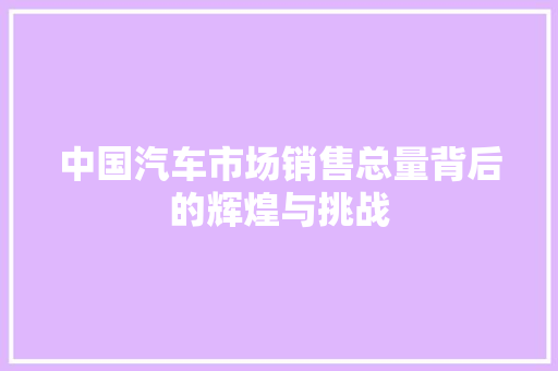 中国汽车市场销售总量背后的辉煌与挑战