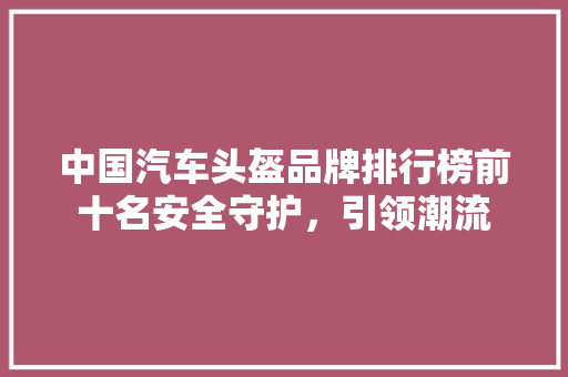 中国汽车头盔品牌排行榜前十名安全守护，引领潮流