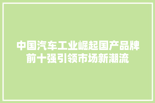 中国汽车工业崛起国产品牌前十强引领市场新潮流