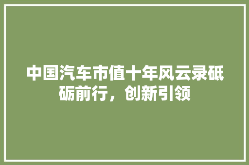 中国汽车市值十年风云录砥砺前行，创新引领