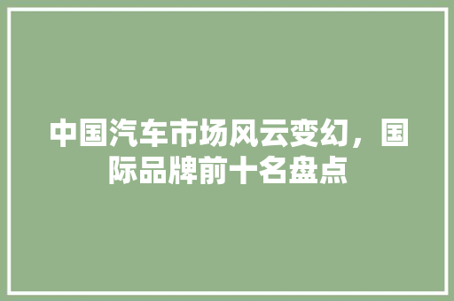 中国汽车市场风云变幻，国际品牌前十名盘点