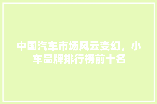 中国汽车市场风云变幻，小车品牌排行榜前十名
