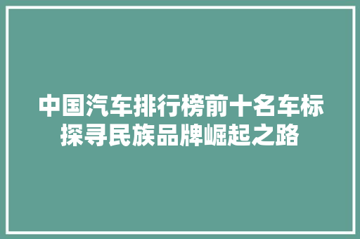 中国汽车排行榜前十名车标探寻民族品牌崛起之路