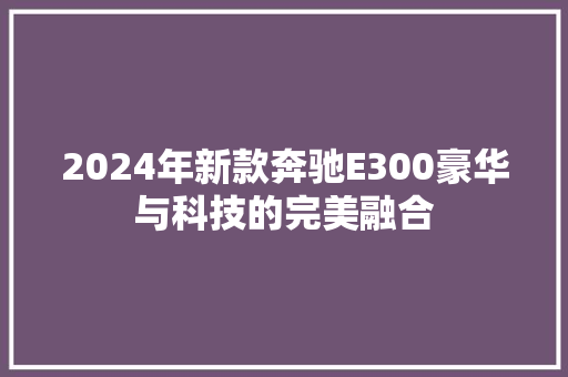 2024年新款奔驰E300豪华与科技的完美融合