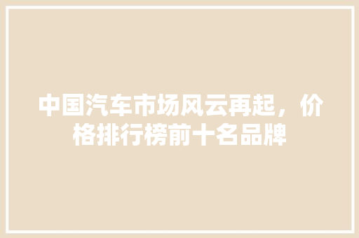 中国汽车市场风云再起，价格排行榜前十名品牌