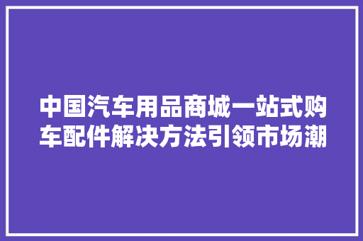 中国汽车用品商城一站式购车配件解决方法引领市场潮流