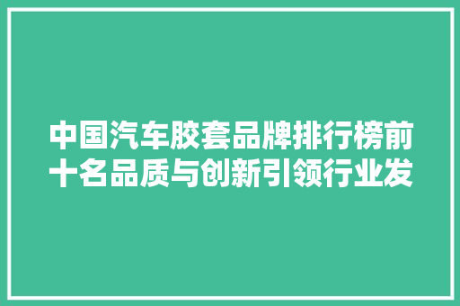 中国汽车胶套品牌排行榜前十名品质与创新引领行业发展