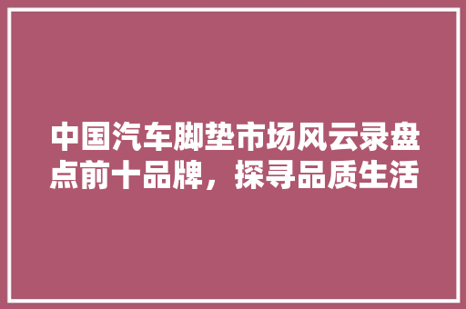 中国汽车脚垫市场风云录盘点前十品牌，探寻品质生活新选择