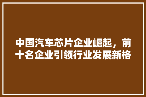中国汽车芯片企业崛起，前十名企业引领行业发展新格局